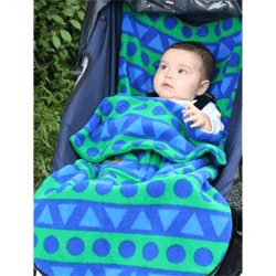 Stripey Shapes Blue Green Fleece Buggysnuggle